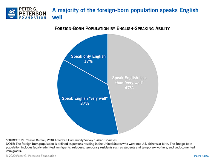 A majority of the foreign-born population speaks English well 