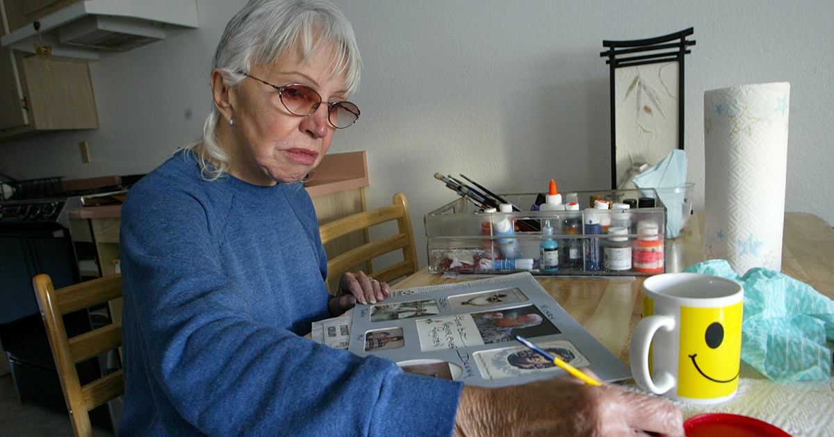 Older American working on an art project