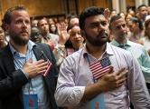 New US citizens during nationalization ceremony