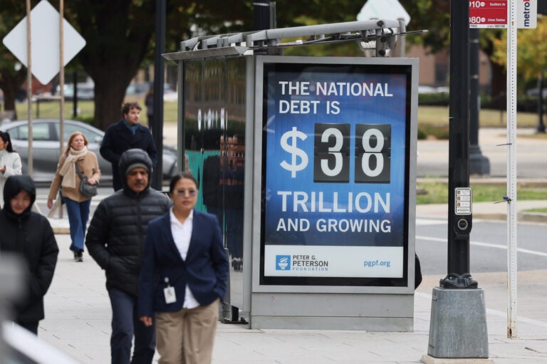 Debt clock at DC bus shelter