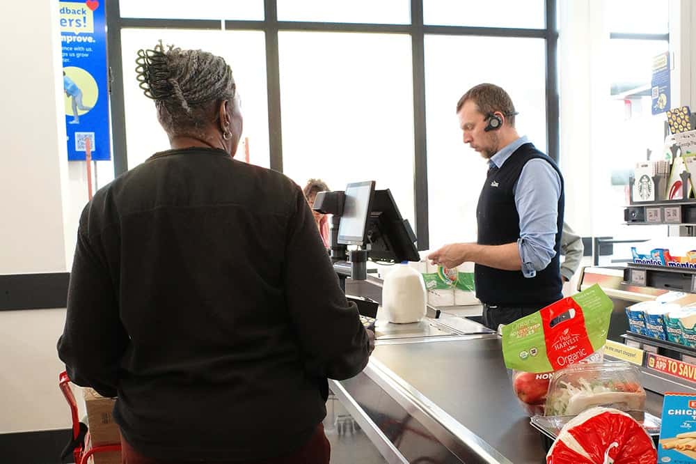 Shopper and cashier