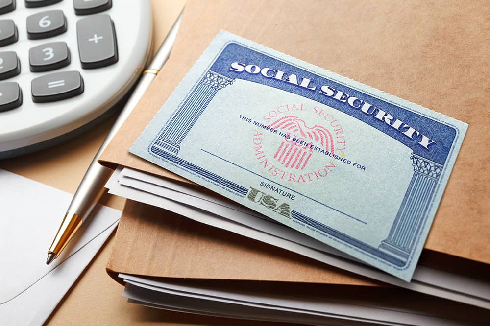 Social Security card on a desk
